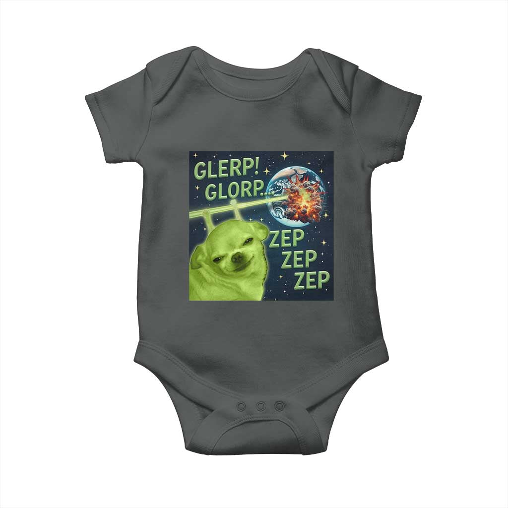 Funny Alien Dog Meme Baby Onesie Glorp Zep Sci-Fi Humor Chihuahua TS10 Dark Heather Print Your Wear