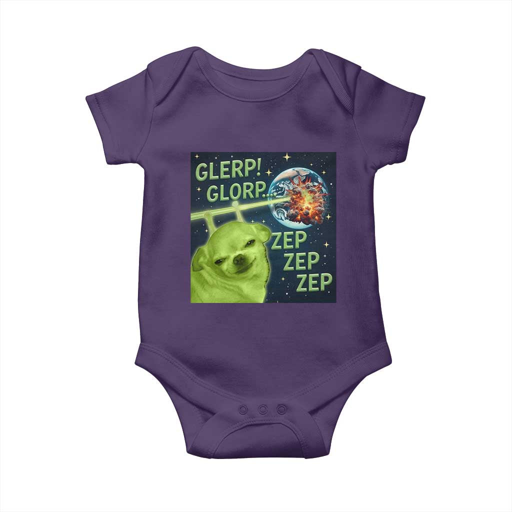 Funny Alien Dog Meme Baby Onesie Glorp Zep Sci-Fi Humor Chihuahua TS10 Purple Print Your Wear