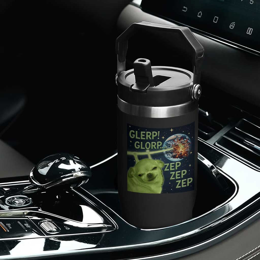 Funny Alien Dog Meme Flip Straw Tumbler Glorp Zep Sci-Fi Humor Chihuahua TS10 Print Your Wear