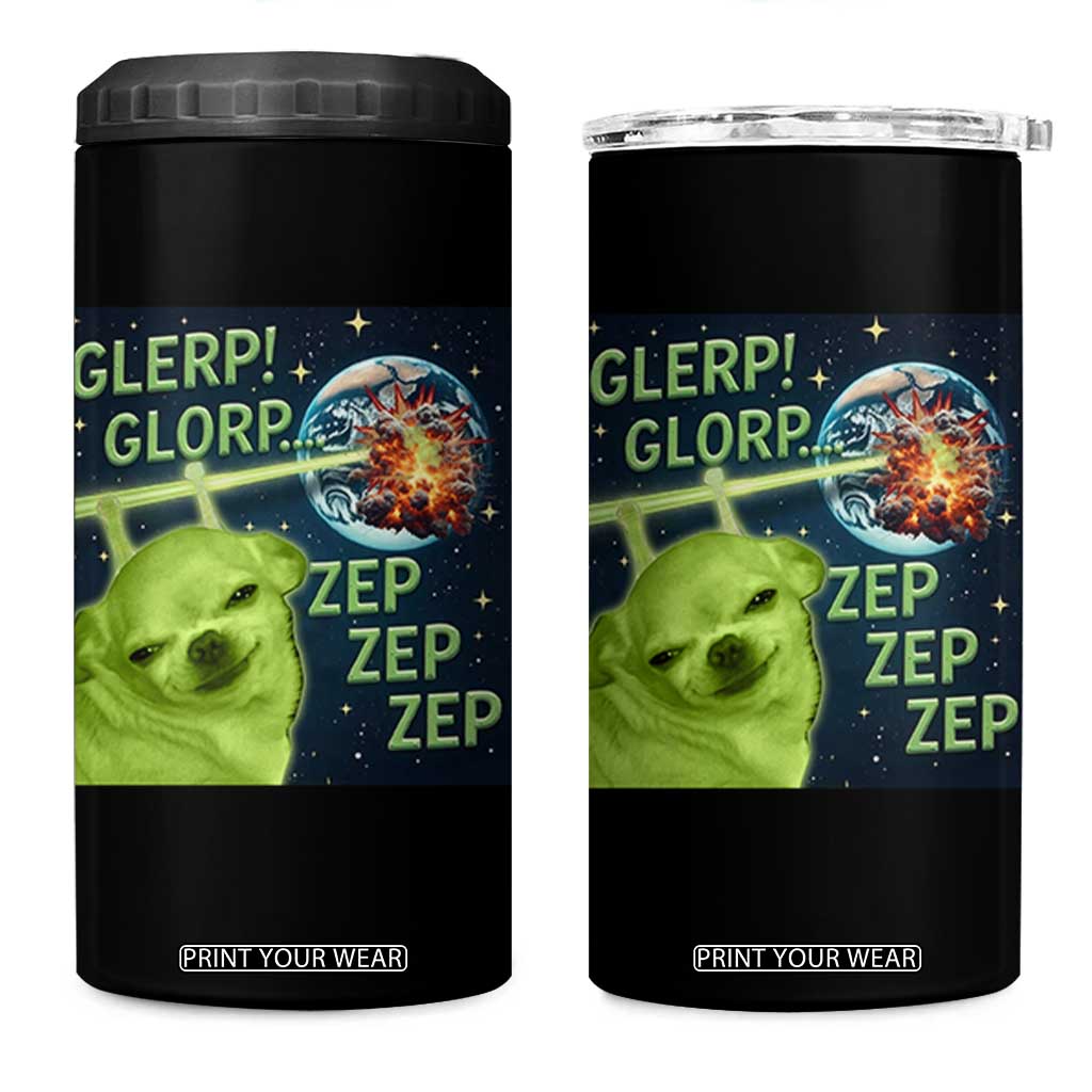 Funny Alien Dog Meme 4 in 1 Can Cooler Tumbler Glorp Zep Sci-Fi Humor Chihuahua TS10 One Size: 16 oz Black Print Your Wear