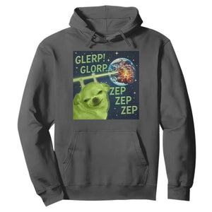 Funny Alien Dog Meme Hoodie Glorp Zep Sci-Fi Humor Chihuahua TS10 Dark Heather Print Your Wear