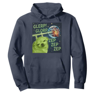 Funny Alien Dog Meme Hoodie Glorp Zep Sci-Fi Humor Chihuahua TS10 Navy Print Your Wear