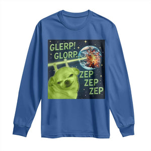 Funny Alien Dog Meme Long Sleeve Shirt Glorp Zep Sci-Fi Humor Chihuahua TS10 Royal Blue Print Your Wear