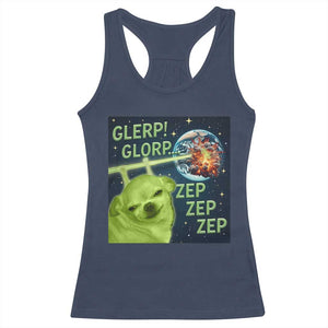 Funny Alien Dog Meme Racerback Tank Top Glorp Zep Sci-Fi Humor Chihuahua TS10 Navy Print Your Wear