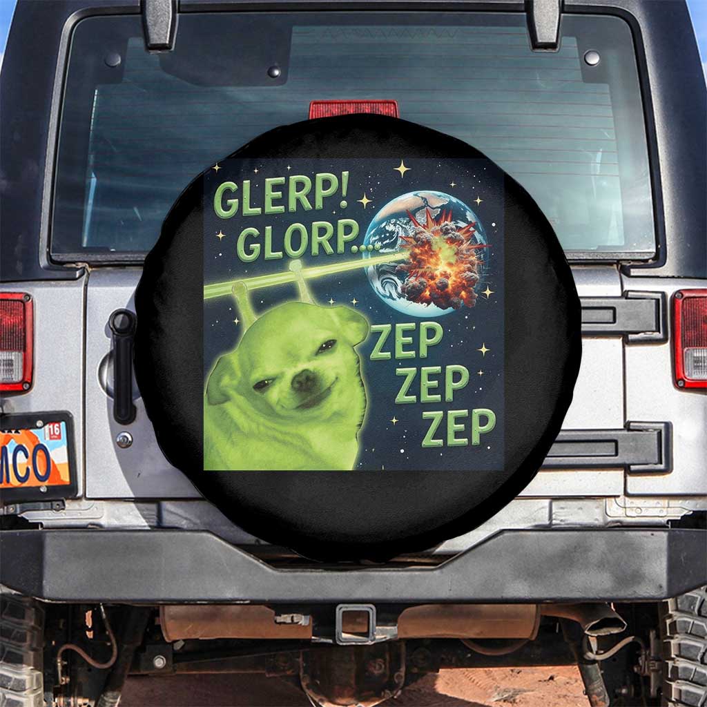 Funny Alien Dog Meme Spare Tire Cover Glorp Zep Sci-Fi Humor Chihuahua TS10 No hole Black Print Your Wear