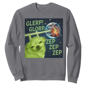 Funny Alien Dog Meme Sweatshirt Glorp Zep Sci-Fi Humor Chihuahua TS10 Charcoal Print Your Wear