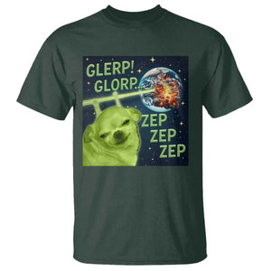 Funny Alien Dog Meme T Shirt Glorp Zep Sci-Fi Humor Chihuahua TS10 Dark Forest Green Print Your Wear