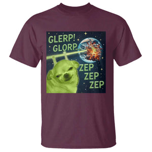 Funny Alien Dog Meme T Shirt Glorp Zep Sci-Fi Humor Chihuahua TS10 Maroon Print Your Wear