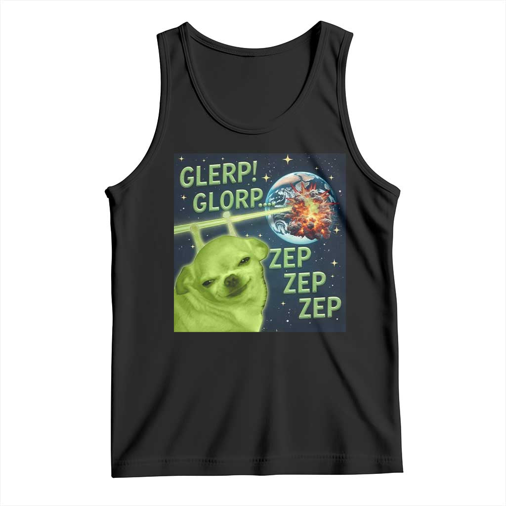 Funny Alien Dog Meme Tank Top Glorp Zep Sci-Fi Humor Chihuahua TS10 Black Print Your Wear