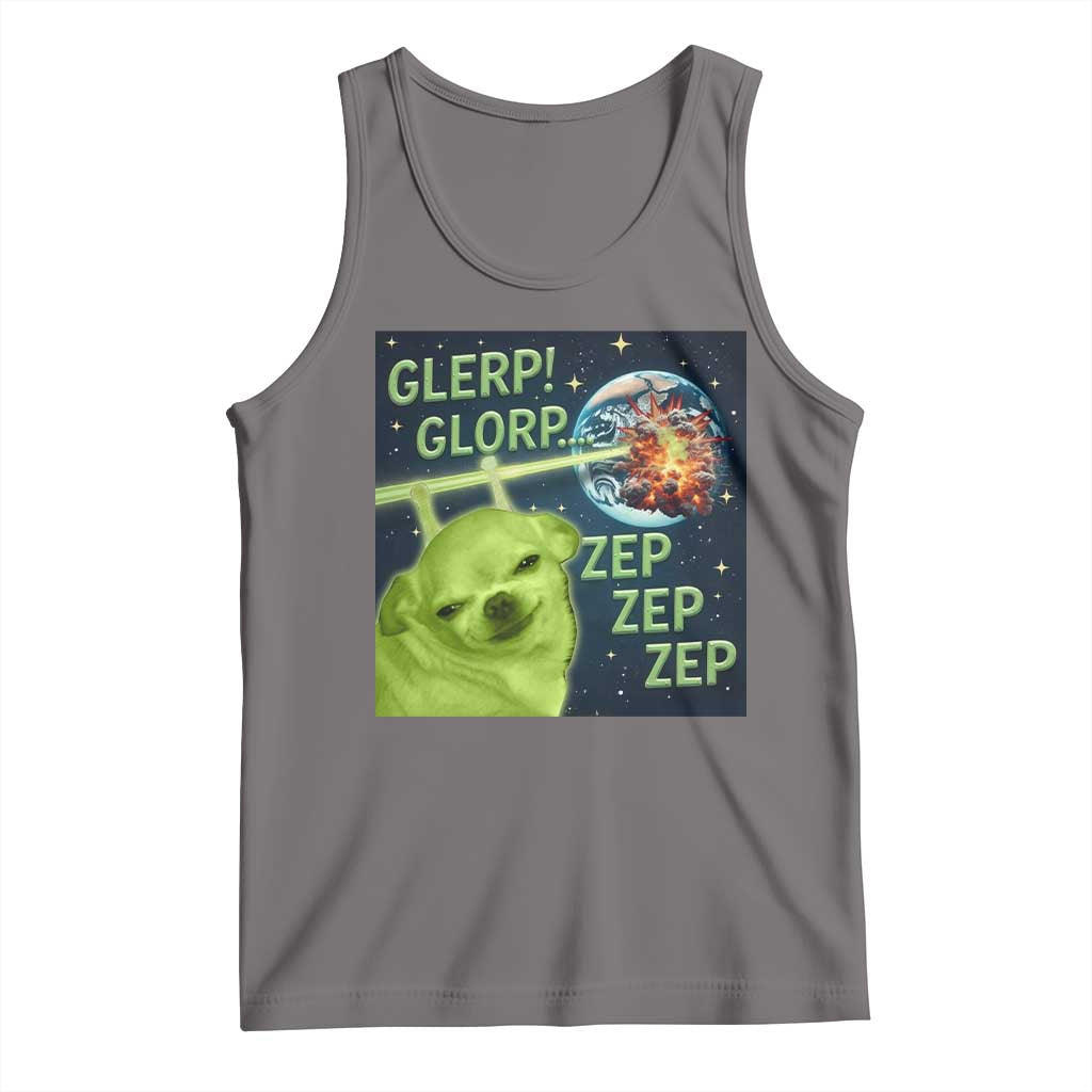 Funny Alien Dog Meme Tank Top Glorp Zep Sci-Fi Humor Chihuahua TS10 Deep Heather Print Your Wear