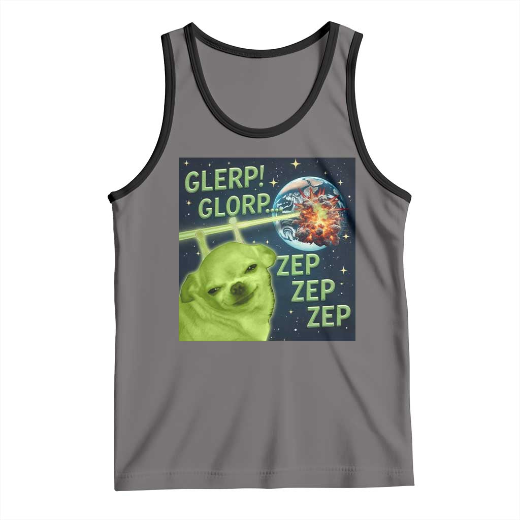Funny Alien Dog Meme Tank Top Glorp Zep Sci-Fi Humor Chihuahua TS10 Deep Heather Black Print Your Wear