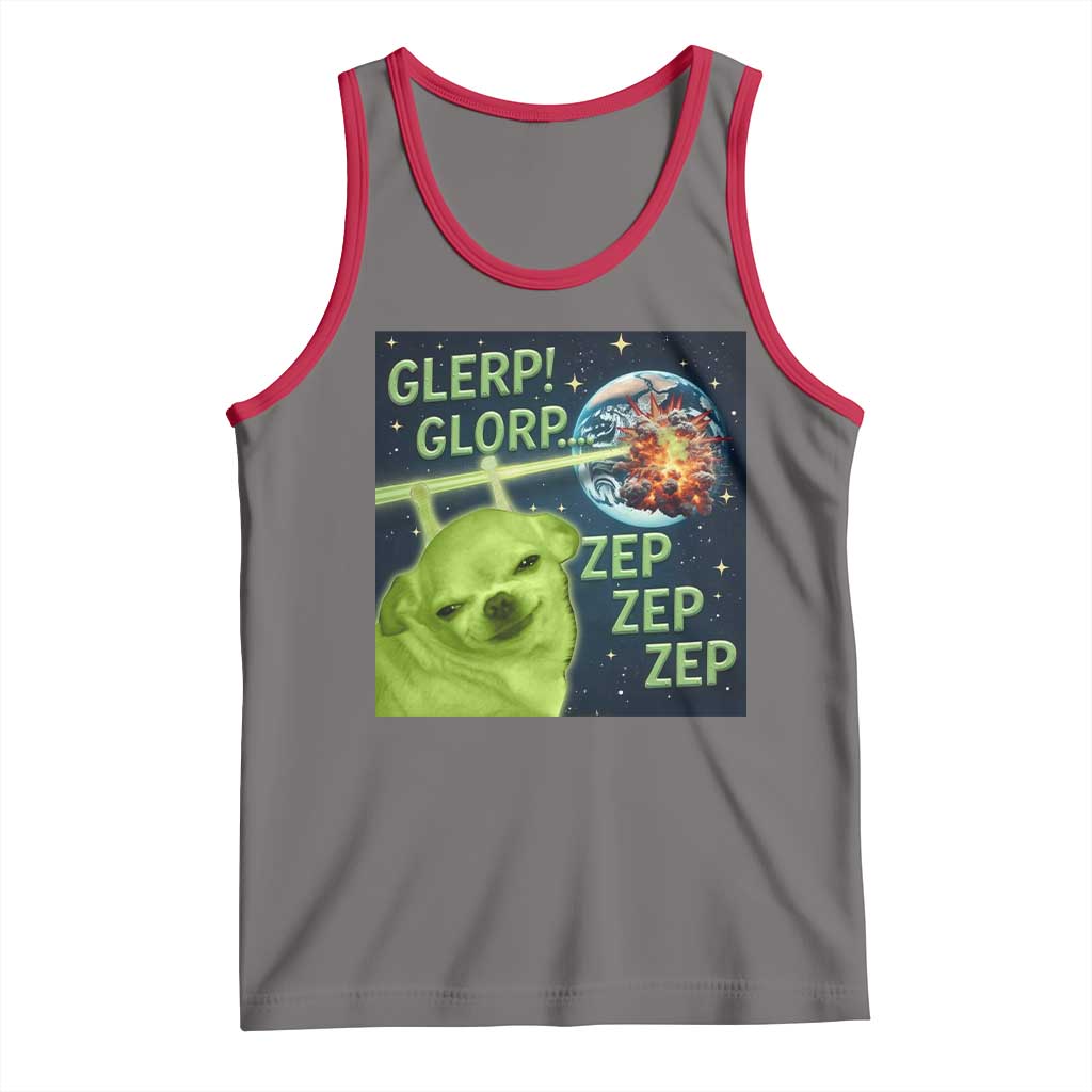 Funny Alien Dog Meme Tank Top Glorp Zep Sci-Fi Humor Chihuahua TS10 Deep Heather Red Print Your Wear