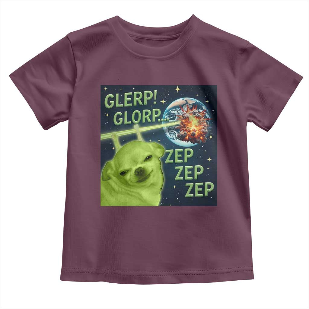 Funny Alien Dog Meme Toddler T Shirt Glorp Zep Sci-Fi Humor Chihuahua TS10 Maroon Print Your Wear
