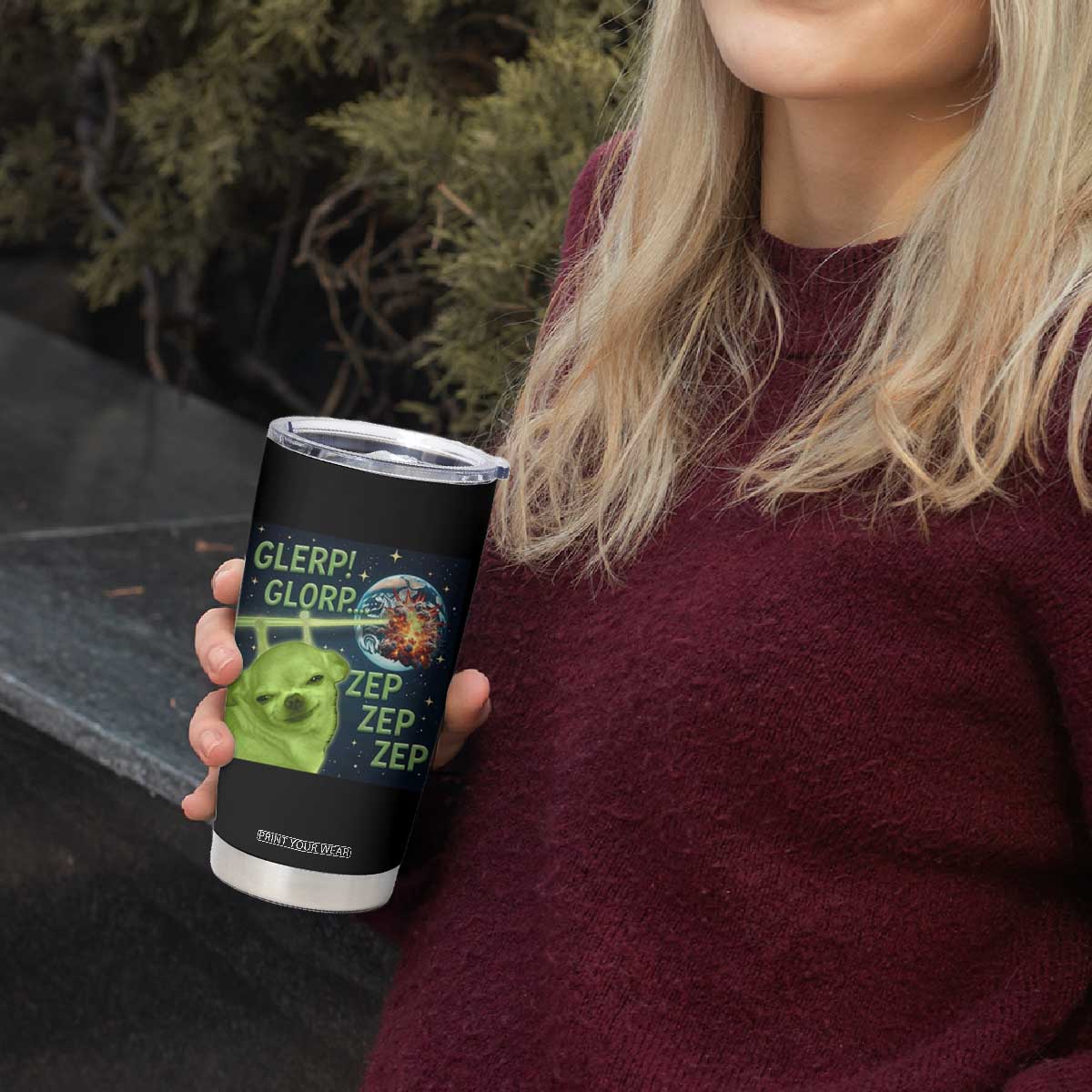 Funny Alien Dog Meme Tumbler Cup Glorp Zep Sci-Fi Humor Chihuahua TS10 Print Your Wear