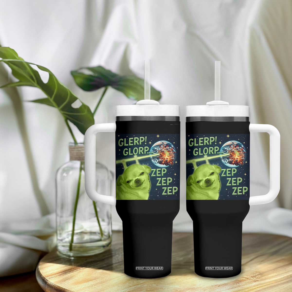 Funny Alien Dog Meme Tumbler With Handle Glorp Zep Sci-Fi Humor Chihuahua TS10 Print Your Wear