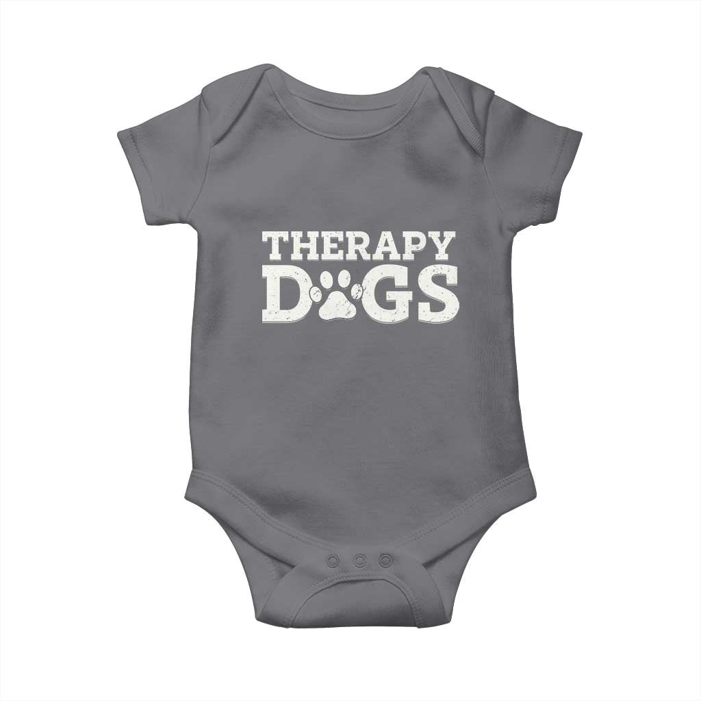 Therapy Dog Baby Onesie Classic Retro Varsity Vintage Pet Partners TS10 Charcoal Print Your Wear