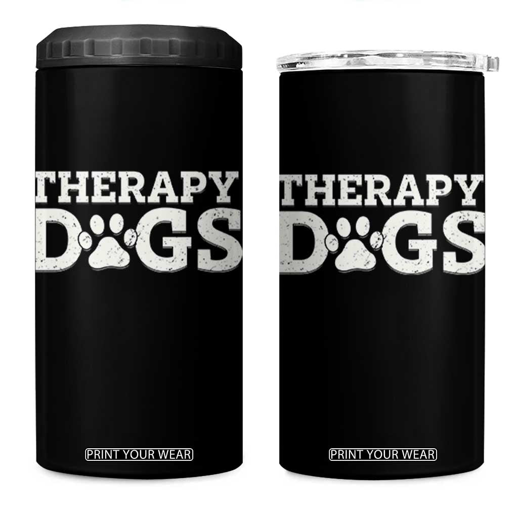 Therapy Dog 4 in 1 Can Cooler Tumbler Classic Retro Varsity Vintage Pet Partners TS10 One Size: 16 oz Black Print Your Wear