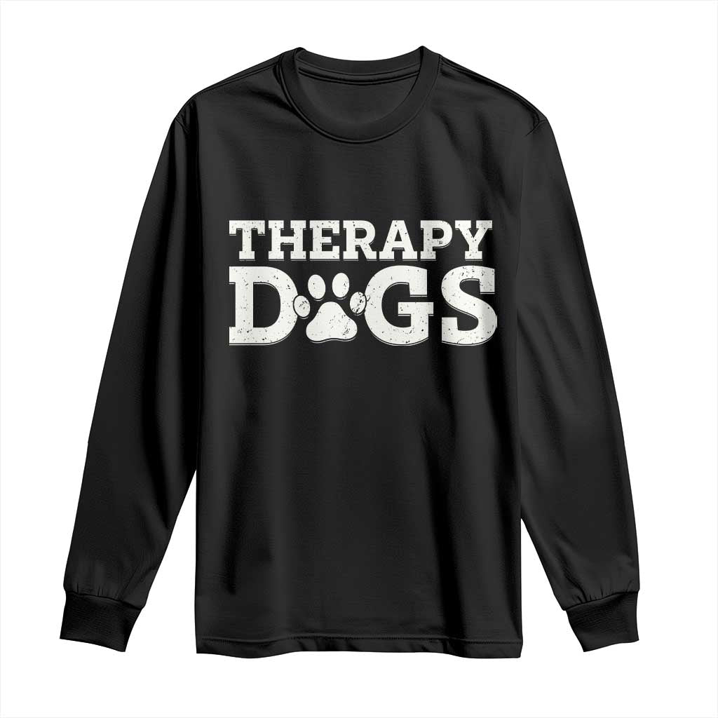 Therapy Dog Long Sleeve Shirt Classic Retro Varsity Vintage Pet Partners TS10 Black Print Your Wear