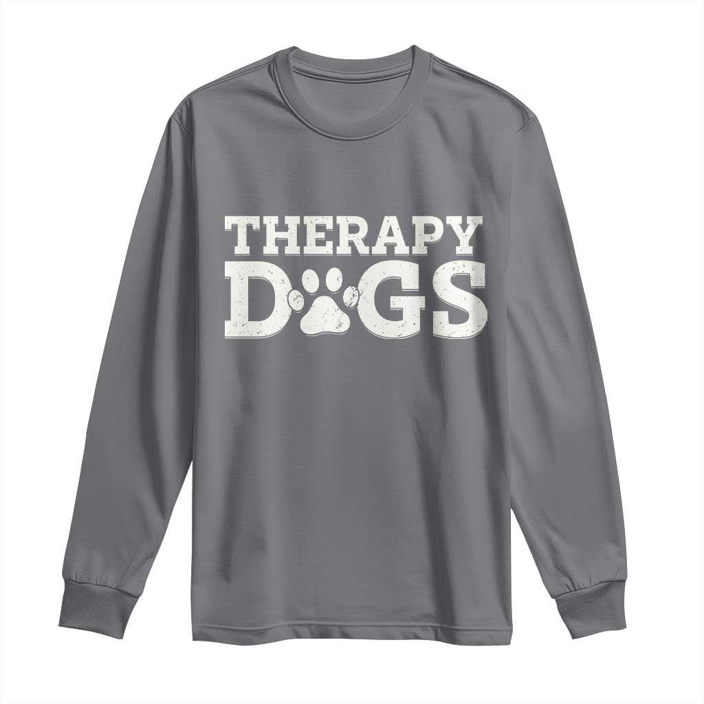 Therapy Dog Long Sleeve Shirt Classic Retro Varsity Vintage Pet Partners TS10 Charcoal Print Your Wear