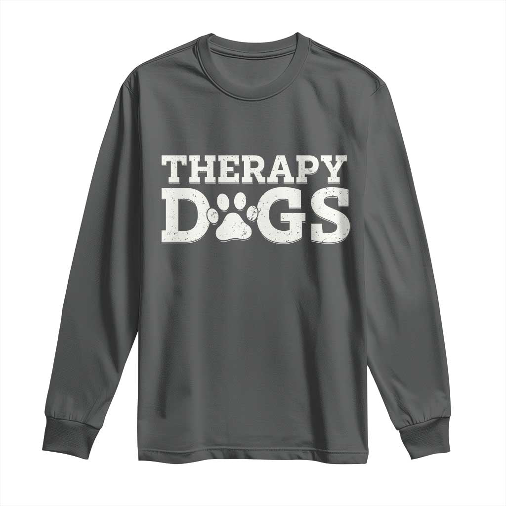 Therapy Dog Long Sleeve Shirt Classic Retro Varsity Vintage Pet Partners TS10 Dark Heather Print Your Wear