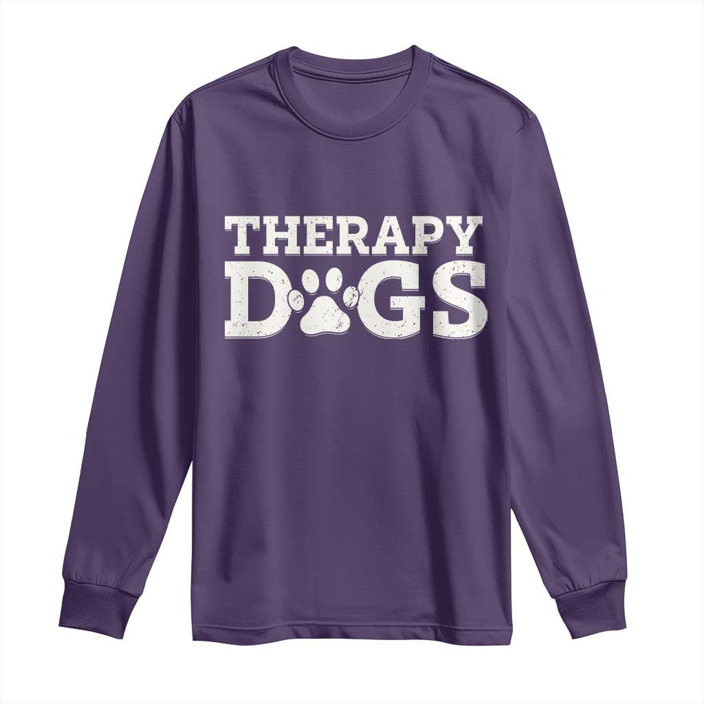 Therapy Dog Long Sleeve Shirt Classic Retro Varsity Vintage Pet Partners TS10 Purple Print Your Wear