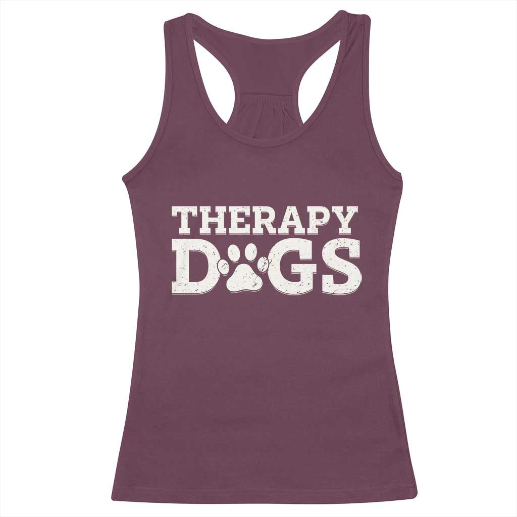 Therapy Dog Racerback Tank Top Classic Retro Varsity Vintage Pet Partners TS10 Maroon Print Your Wear