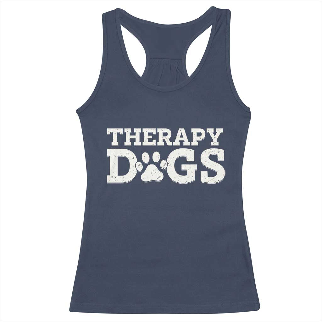 Therapy Dog Racerback Tank Top Classic Retro Varsity Vintage Pet Partners TS10 Navy Print Your Wear