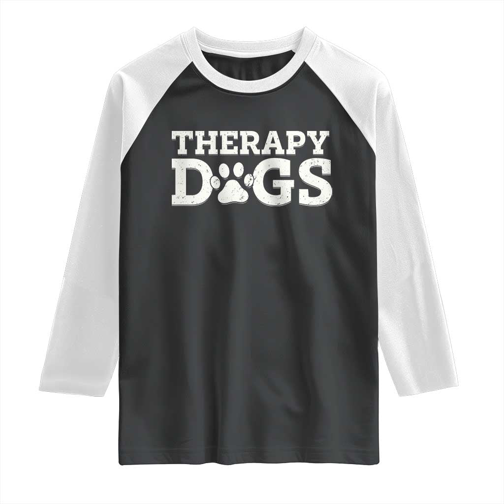 Therapy Dog Raglan Shirt Classic Retro Varsity Vintage Pet Partners TS10 Black White Print Your Wear
