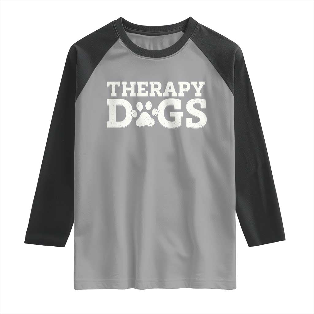 Therapy Dog Raglan Shirt Classic Retro Varsity Vintage Pet Partners TS10 Sport Gray Black Print Your Wear
