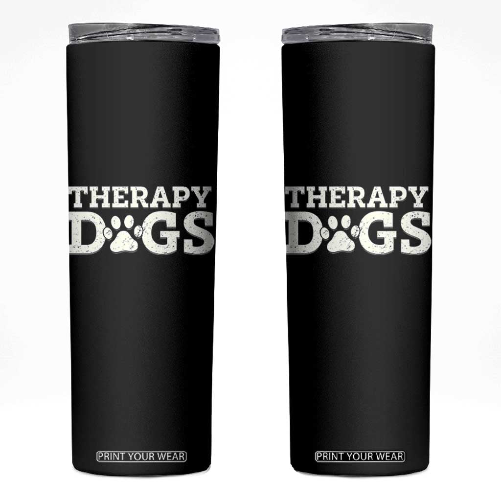Therapy Dog Skinny Tumbler Classic Retro Varsity Vintage Pet Partners TS10 Black Print Your Wear