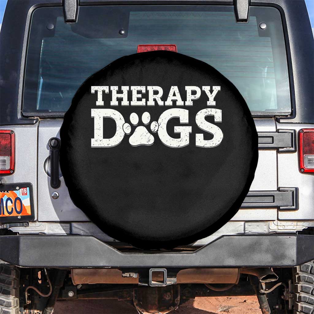 Therapy Dog Spare Tire Cover Classic Retro Varsity Vintage Pet Partners TS10 No hole Black Print Your Wear
