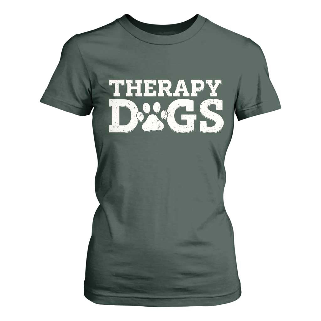 Therapy Dog T Shirt For Women Classic Retro Varsity Vintage Pet Partners TS10 Dark Forest Green Print Your Wear