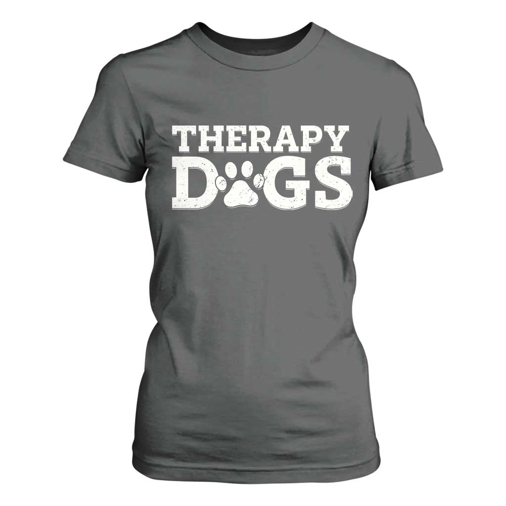 Therapy Dog T Shirt For Women Classic Retro Varsity Vintage Pet Partners TS10 Dark Heather Print Your Wear