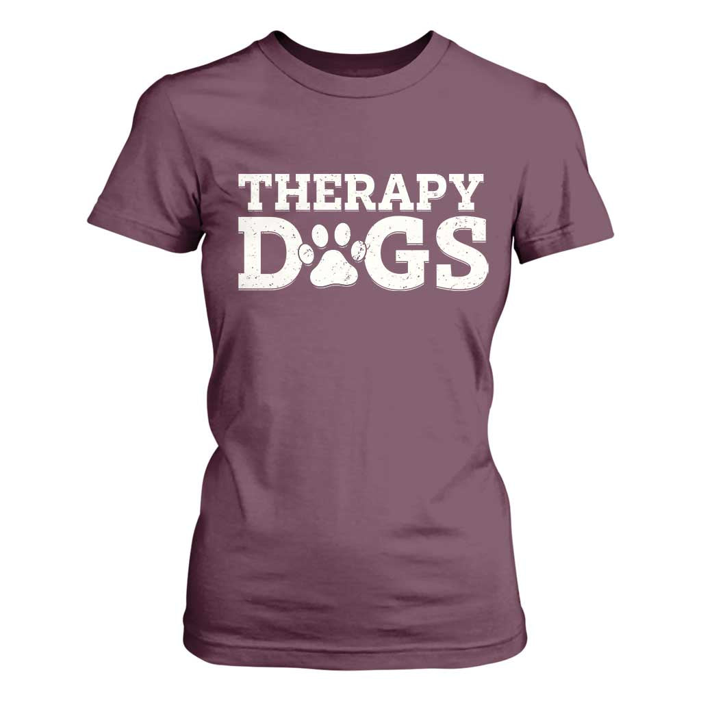 Therapy Dog T Shirt For Women Classic Retro Varsity Vintage Pet Partners TS10 Maroon Print Your Wear