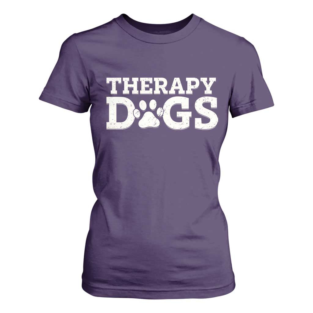 Therapy Dog T Shirt For Women Classic Retro Varsity Vintage Pet Partners TS10 Purple Print Your Wear