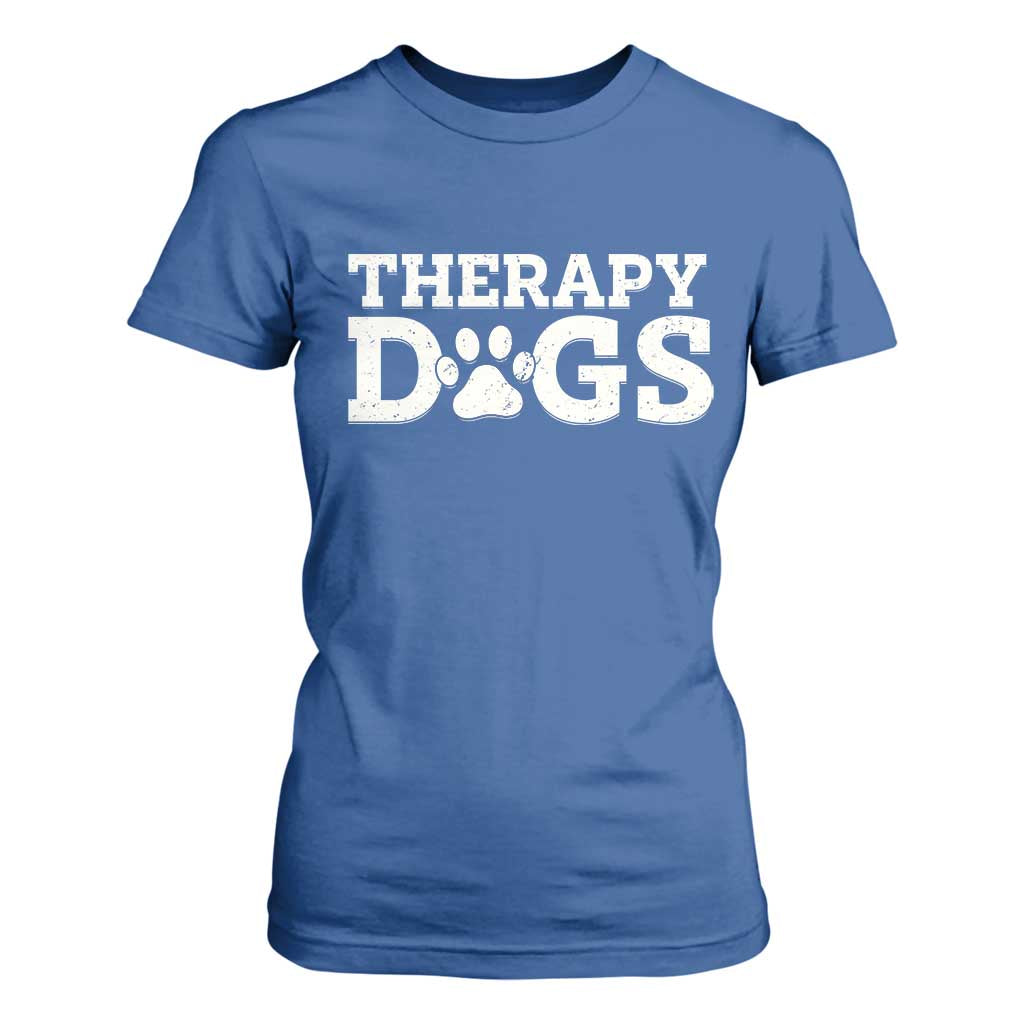 Therapy Dog T Shirt For Women Classic Retro Varsity Vintage Pet Partners TS10 Royal Blue Print Your Wear