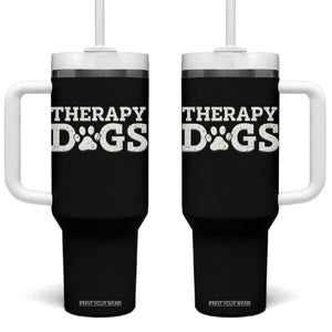 Therapy Dog Tumbler With Handle Classic Retro Varsity Vintage Pet Partners TS10 One Size: 40 oz Black Print Your Wear