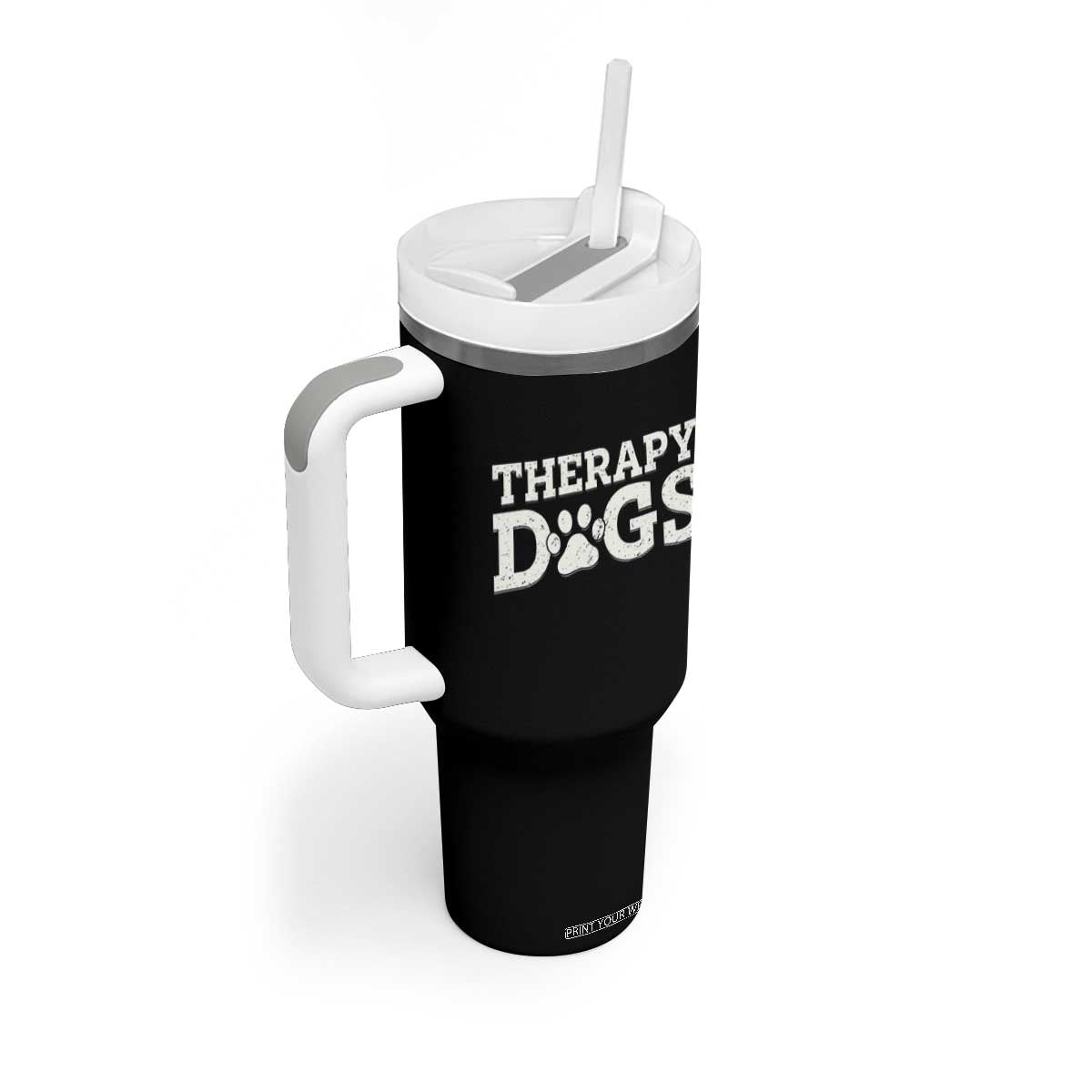 Therapy Dog Tumbler With Handle Classic Retro Varsity Vintage Pet Partners TS10 Print Your Wear