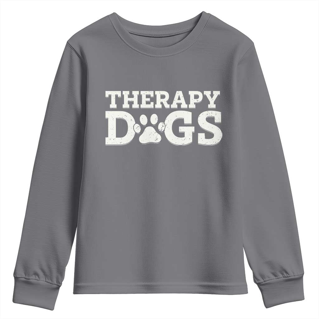 Therapy Dog Youth Sweatshirt Classic Retro Varsity Vintage Pet Partners TS10 Charcoal Print Your Wear
