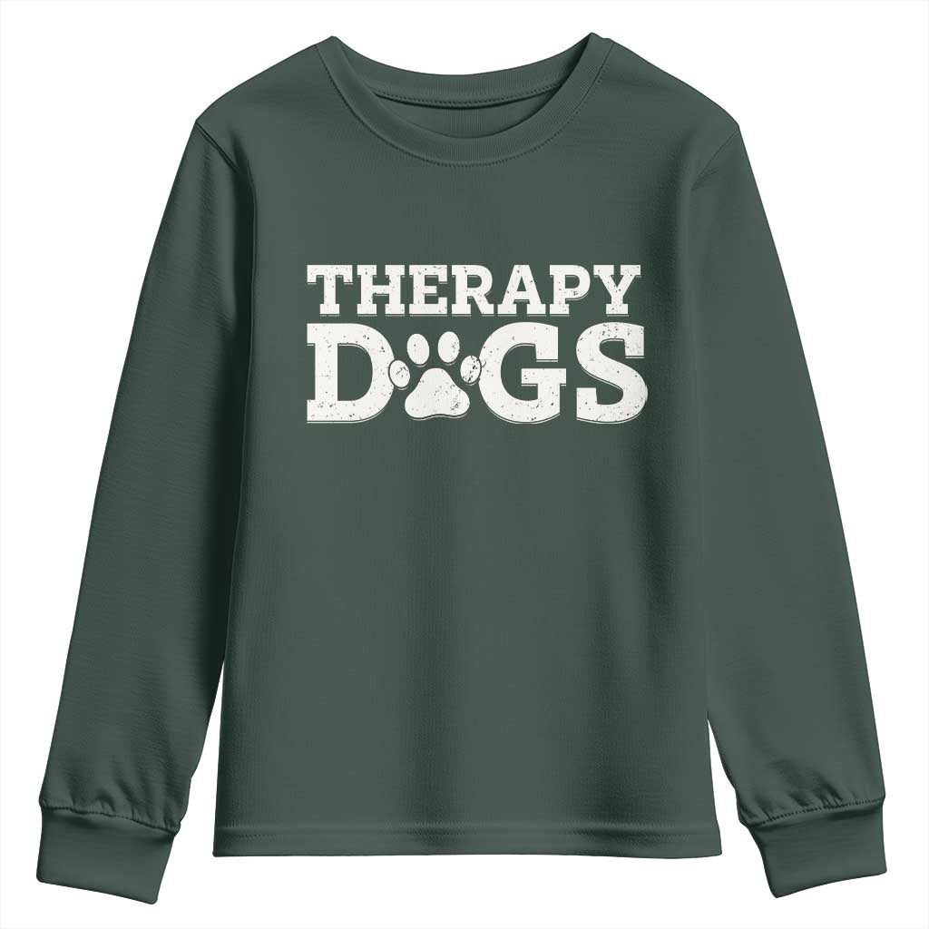 Therapy Dog Youth Sweatshirt Classic Retro Varsity Vintage Pet Partners TS10 Dark Forest Green Print Your Wear