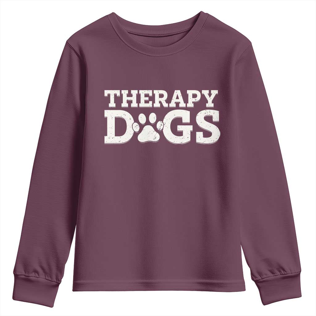 Therapy Dog Youth Sweatshirt Classic Retro Varsity Vintage Pet Partners TS10 Maroon Print Your Wear