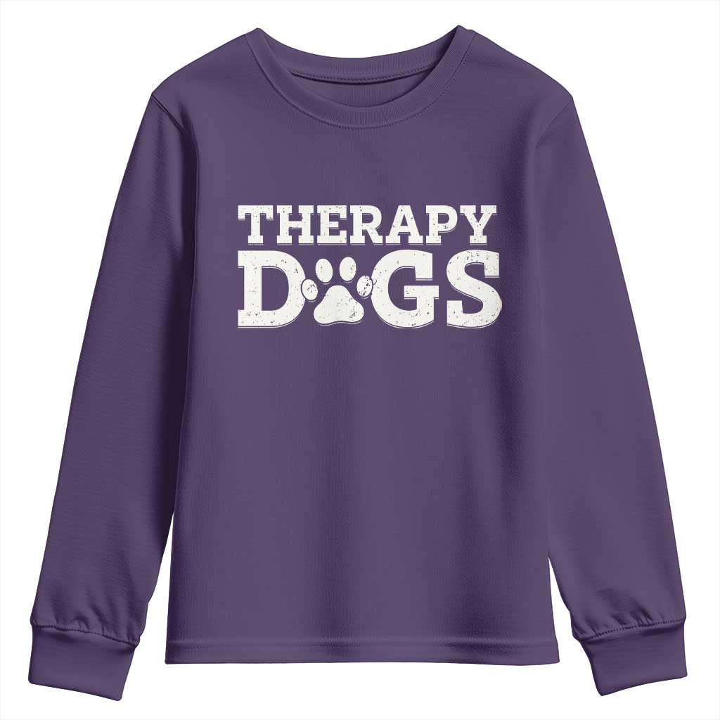 Therapy Dog Youth Sweatshirt Classic Retro Varsity Vintage Pet Partners TS10 Purple Print Your Wear