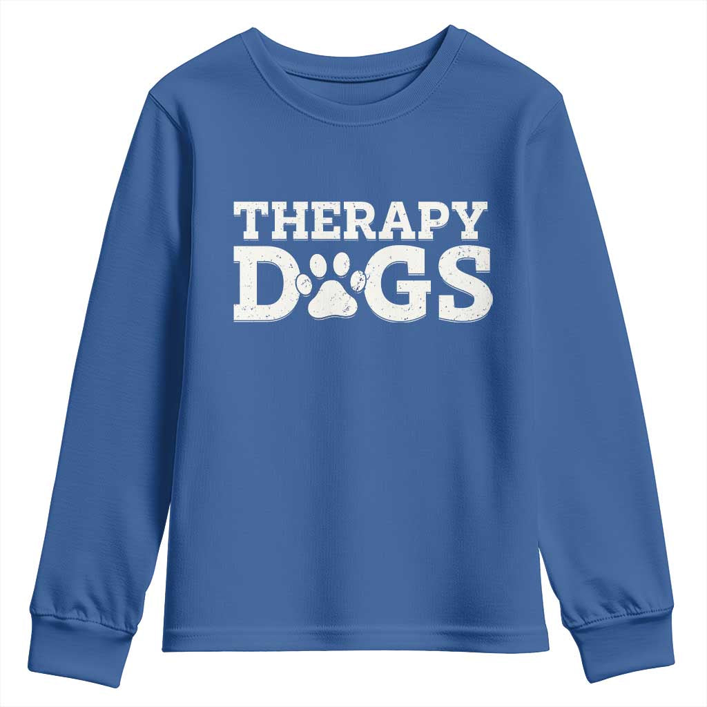 Therapy Dog Youth Sweatshirt Classic Retro Varsity Vintage Pet Partners TS10 Royal Blue Print Your Wear