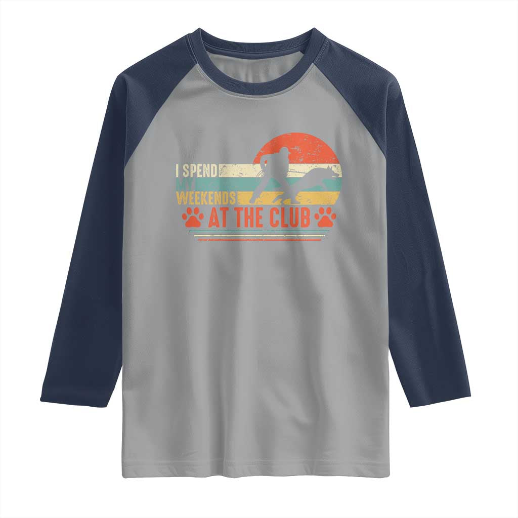 Funny IGP Bite Work Raglan Shirt Schutzhund Dog Training TS10 Sport Gray Navy Print Your Wear
