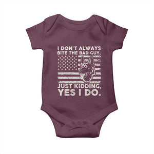 Funny K9 Baby Onesie Belgian Malinois American Flag Police Officer TS10 Maroon Print Your Wear