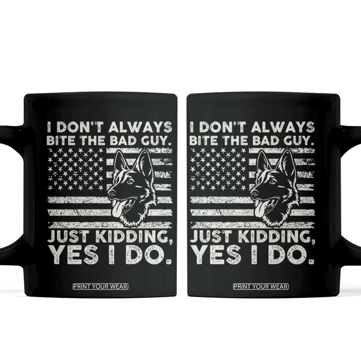Funny K9 Coffee Mug Belgian Malinois American Flag Police Officer TS10 Black Print Your Wear