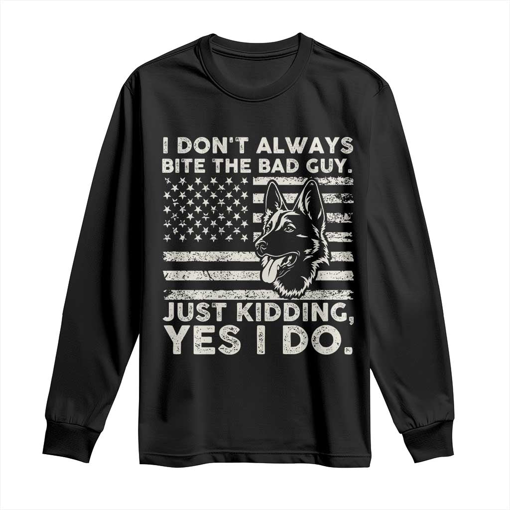 Funny K9 Long Sleeve Shirt Belgian Malinois American Flag Police Officer TS10 Black Print Your Wear