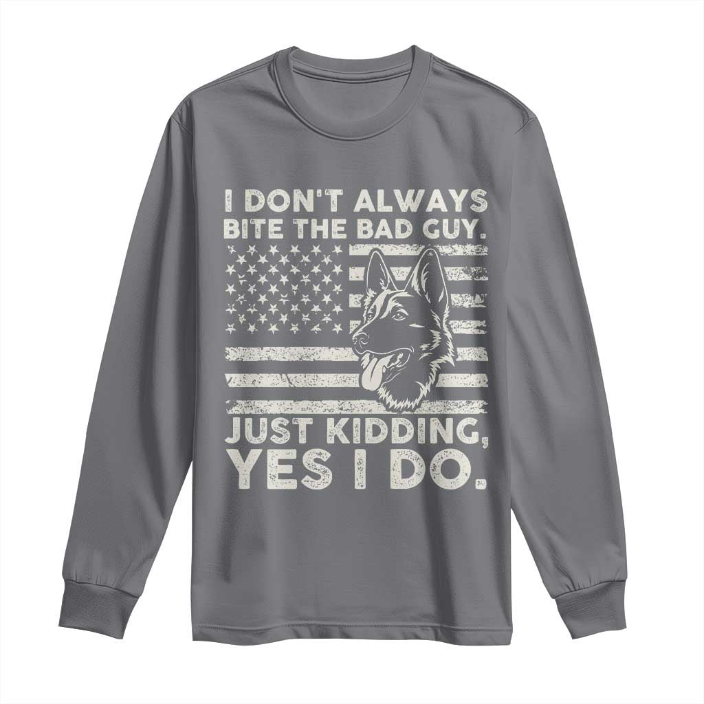 Funny K9 Long Sleeve Shirt Belgian Malinois American Flag Police Officer TS10 Charcoal Print Your Wear
