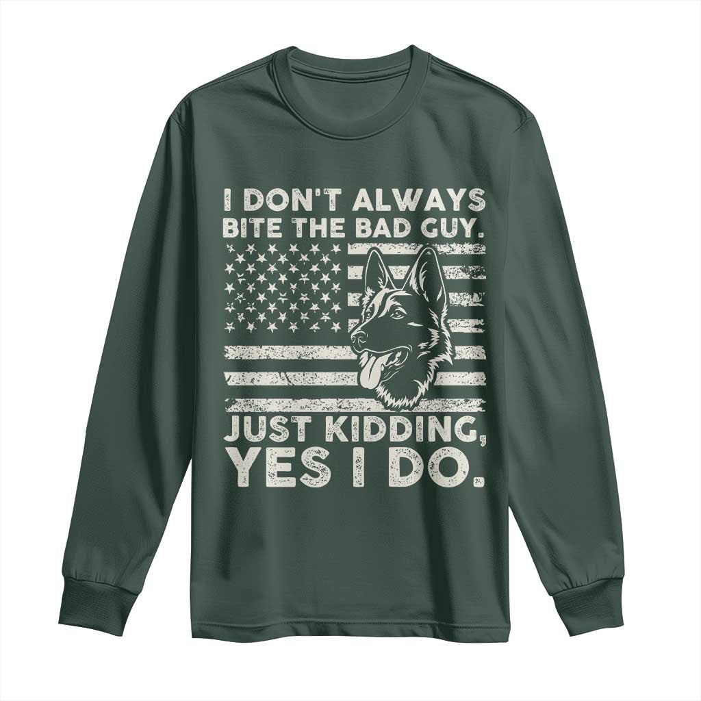 Funny K9 Long Sleeve Shirt Belgian Malinois American Flag Police Officer TS10 Dark Forest Green Print Your Wear