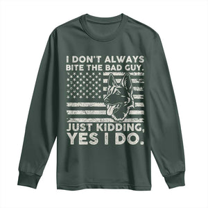 Funny K9 Long Sleeve Shirt Belgian Malinois American Flag Police Officer TS10 Dark Forest Green Print Your Wear